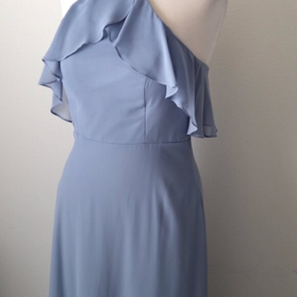 Elegant Cornflower Blue Ruffle Halter Dress Birdy Grey - Picture 2 of 9